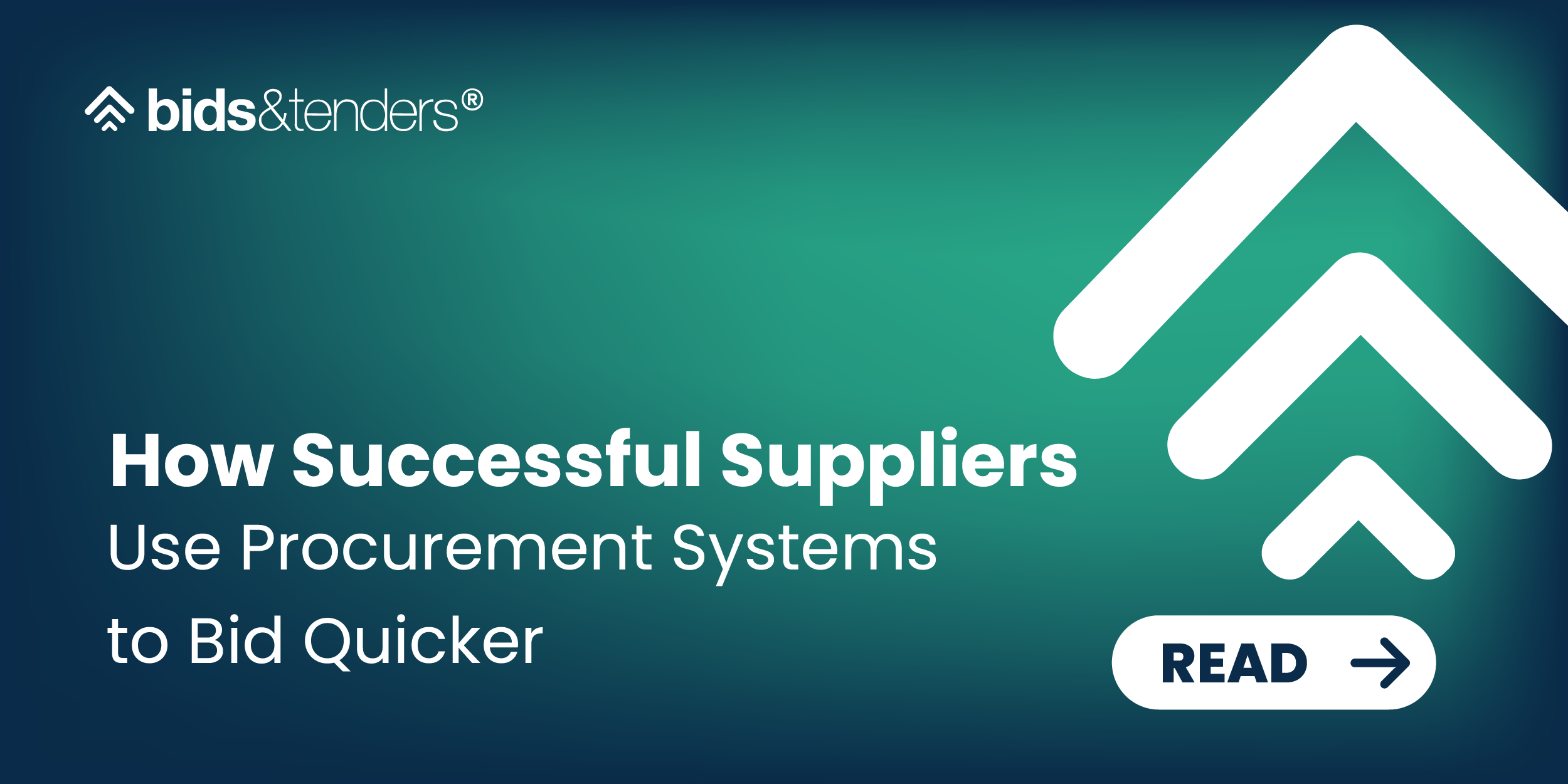 Graphic promoting a guide on how successful suppliers use procurement systems to submit bids quicker, featuring the bids&tenders logo.