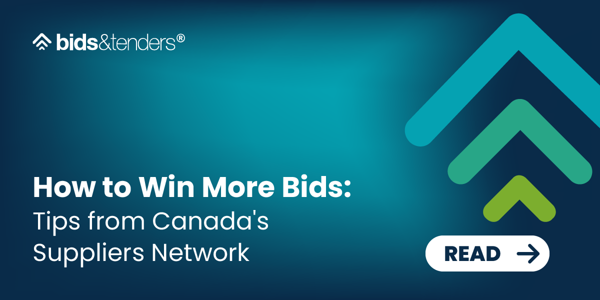 Graphic promoting tips on how to win more bids from Canada’s suppliers network.